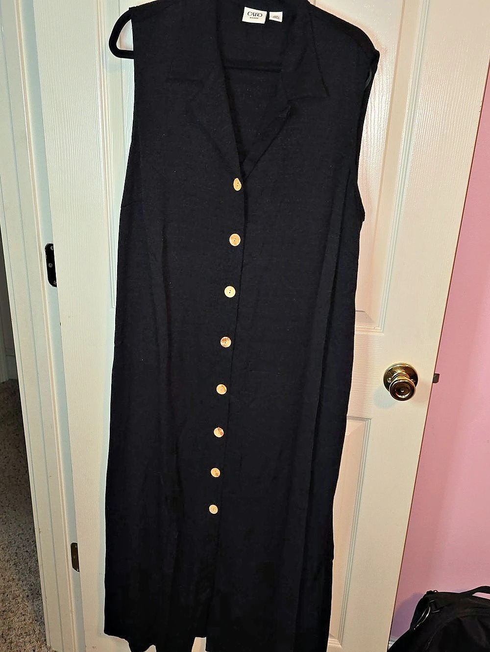Cato Button Front Maxi Dress in Black Size 22W Like New